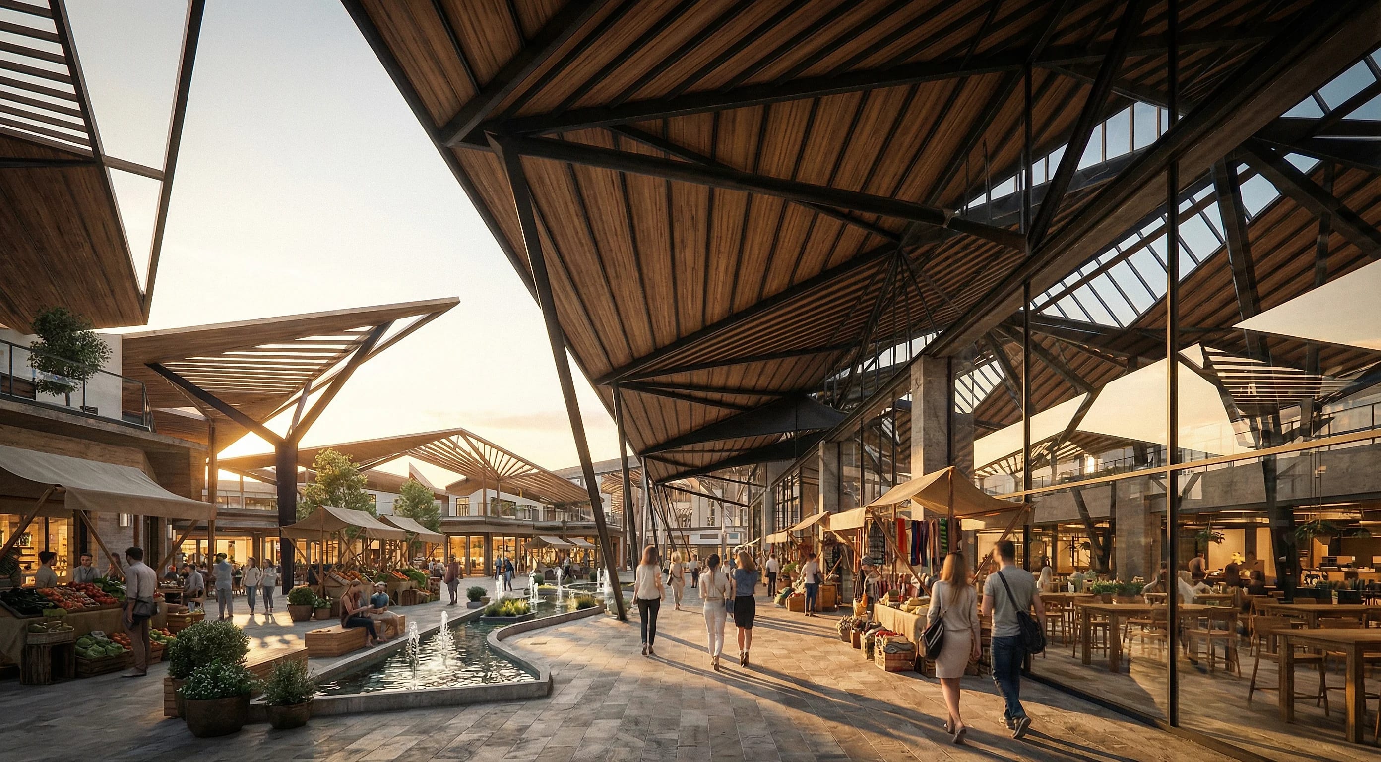 Alemany Farmers Market San Francisco — angular timber canopies and public market architecture by YCD Studio