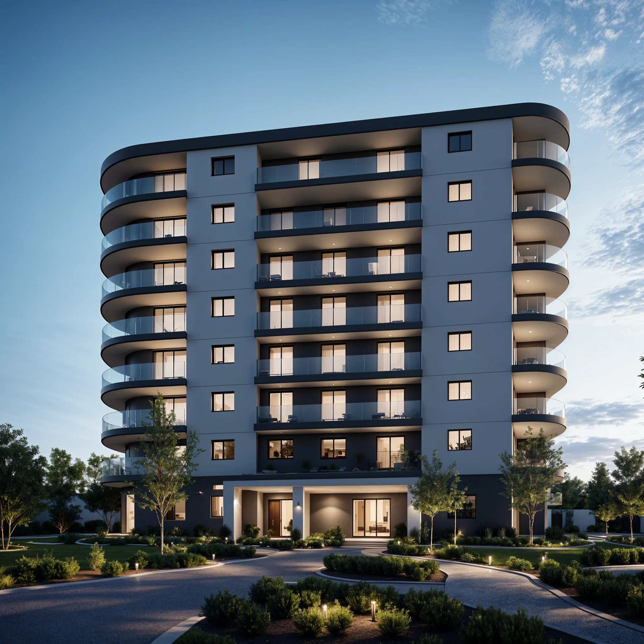 Aurora Residences Ankara — modern mid-rise multi-family architecture with curved balconies by YCD Studio