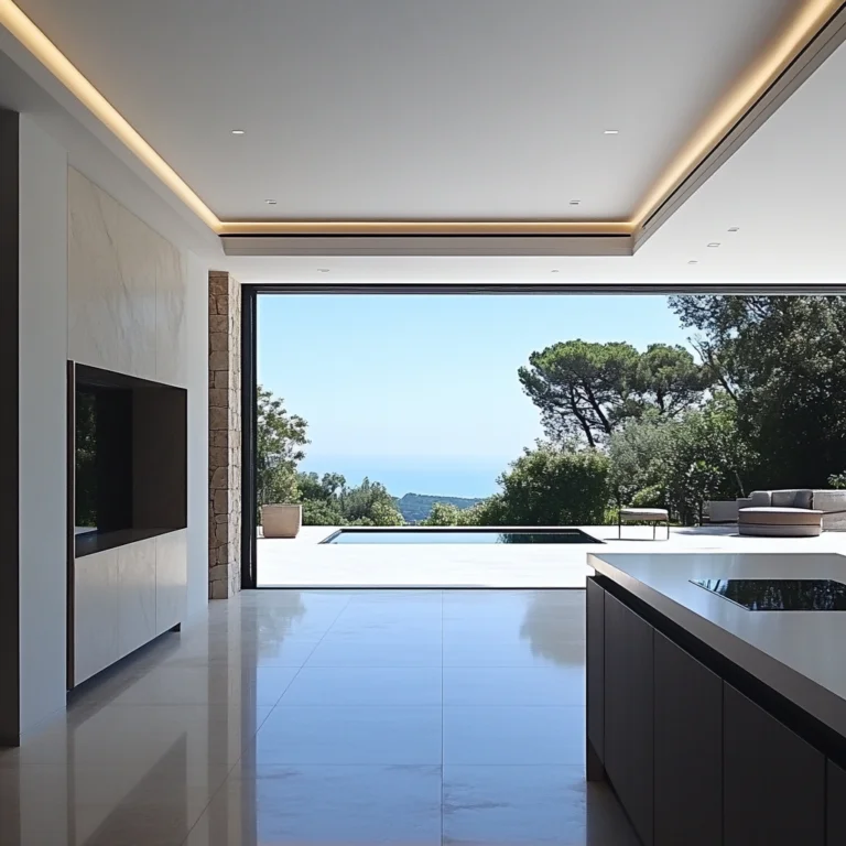 Kitchen — minimalist design with sea views