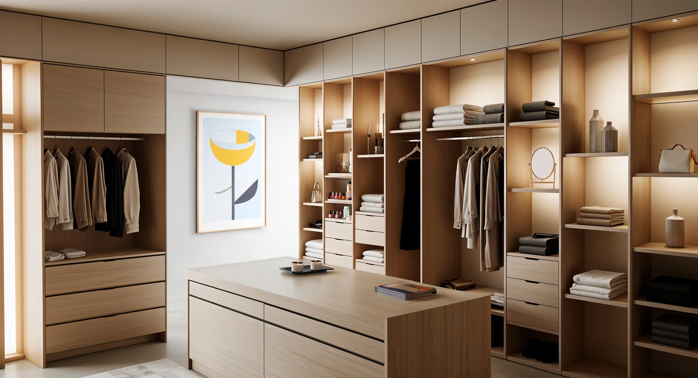 Walk-in closet — custom cabinetry and storage
